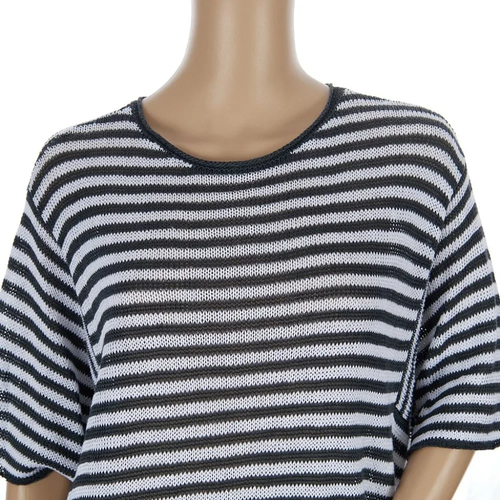 Eileen Fisher Half-Sleeve Striped Organic Linen Tunic Women's Size XL - Picture 2 of 6